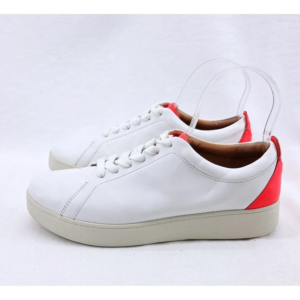 FitFlop Rally Neon-Pop Leather Sneakers‎ - Size 8